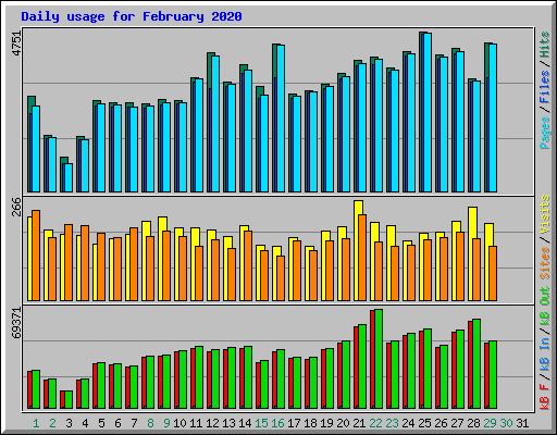 Daily usage for February 2020