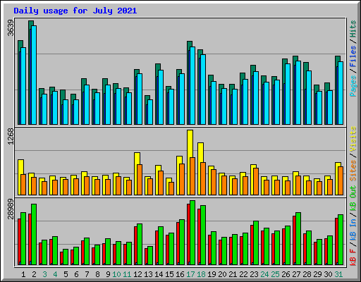 Daily usage for July 2021