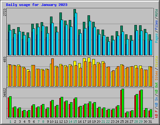 Daily usage for January 2023