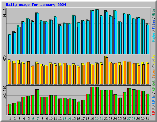 Daily usage for January 2024